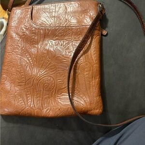 Margo Embossed Brown Leather Crossbody Bag